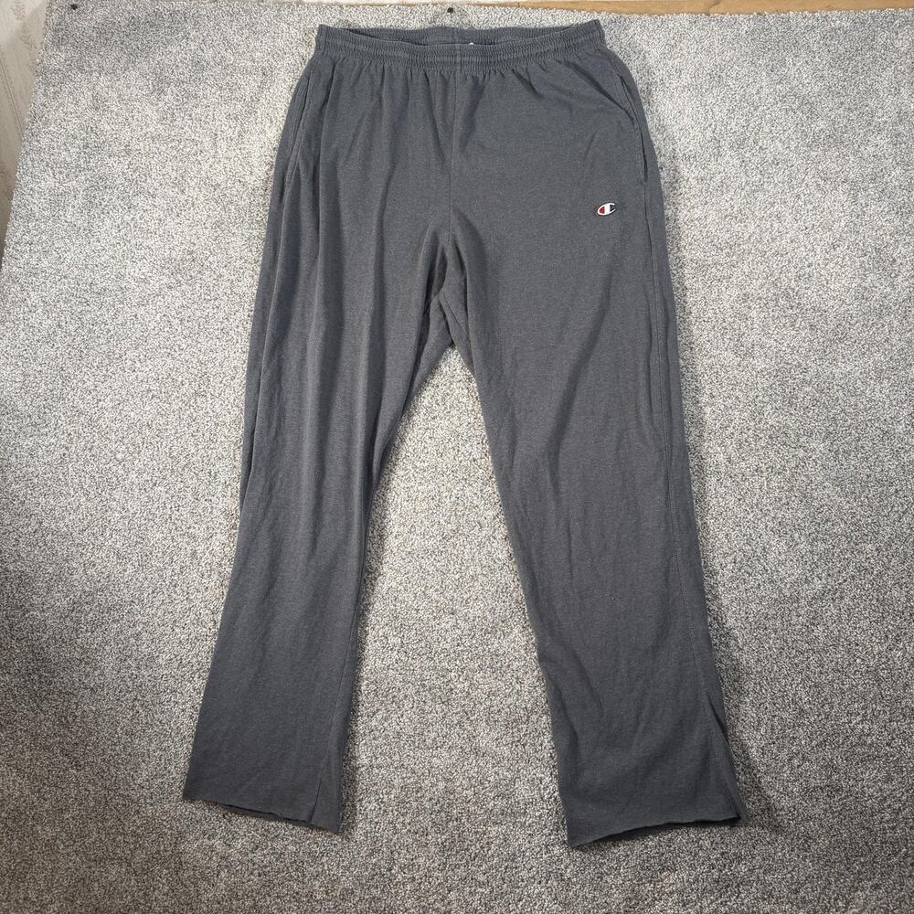 Champion Pants Mens Large 31x27 Gray Jersey Sweatpants Elastic Waist Pockets